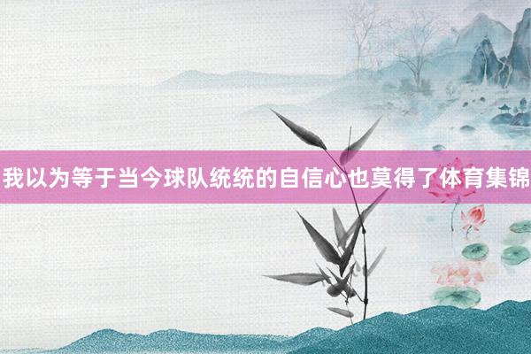 我以为等于当今球队统统的自信心也莫得了体育集锦