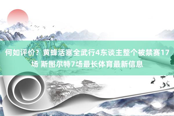 何如评价？黄蜂活塞全武行4东谈主整个被禁赛17场 斯图尔特7场最长体育最新信息