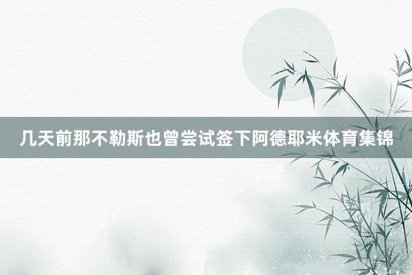 几天前那不勒斯也曾尝试签下阿德耶米体育集锦