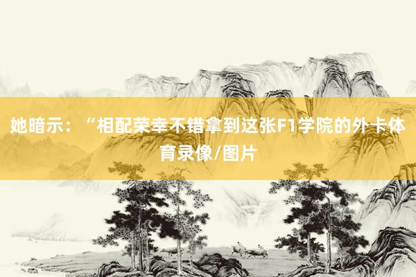 她暗示：“相配荣幸不错拿到这张F1学院的外卡体育录像/图片