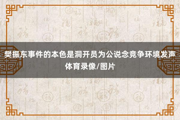 樊振东事件的本色是洞开员为公说念竞争环境发声体育录像/图片