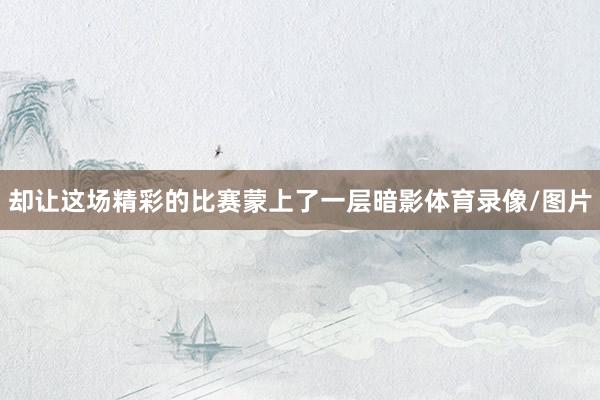 却让这场精彩的比赛蒙上了一层暗影体育录像/图片