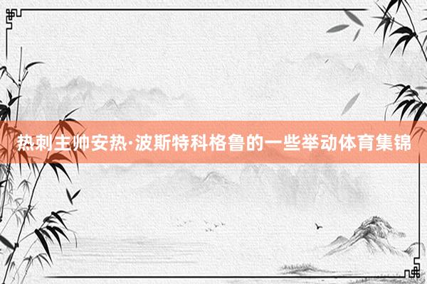 热刺主帅安热·波斯特科格鲁的一些举动体育集锦