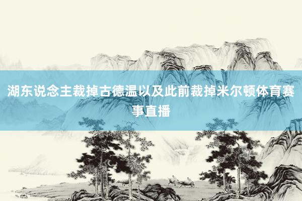 湖东说念主裁掉古德温以及此前裁掉米尔顿体育赛事直播