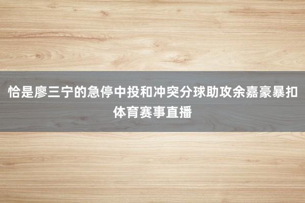 恰是廖三宁的急停中投和冲突分球助攻余嘉豪暴扣体育赛事直播