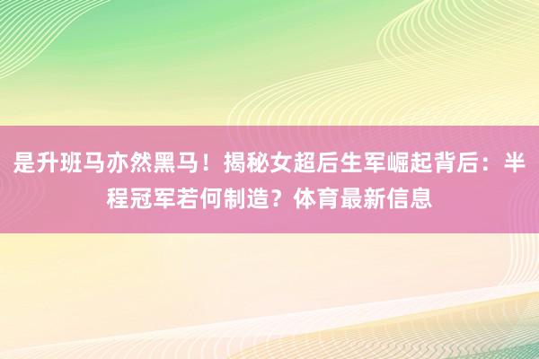 是升班马亦然黑马！揭秘女超后生军崛起背后：半程冠军若何制造？体育最新信息