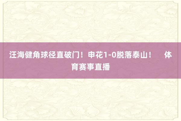 汪海健角球径直破门！申花1-0脱落泰山！    体育赛事直播