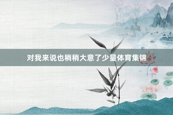 对我来说也稍稍大意了少量体育集锦