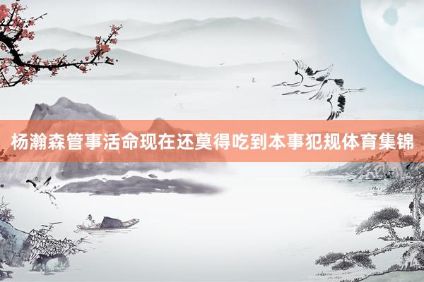 杨瀚森管事活命现在还莫得吃到本事犯规体育集锦