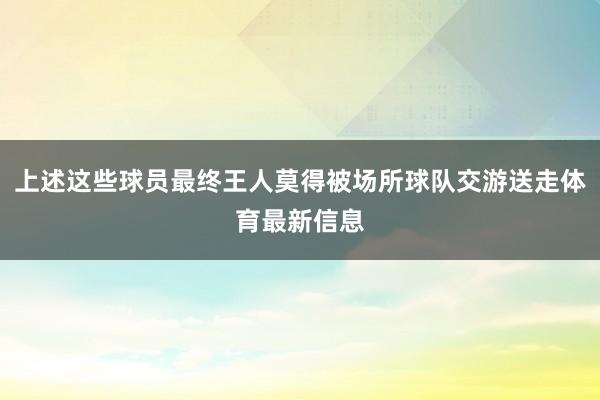 上述这些球员最终王人莫得被场所球队交游送走体育最新信息